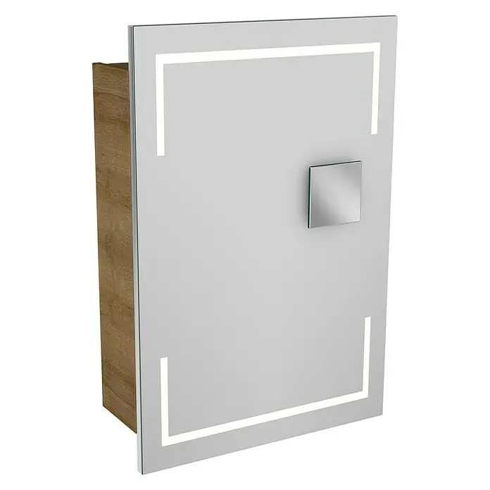 Camargue Stella LED-Spiegelschrank - B x H: 51 x 73,7 cm, Anschlag: Links, Mit eckigen Kanten, Spanplatte, Berg Eiche - Linke Seitenansicht