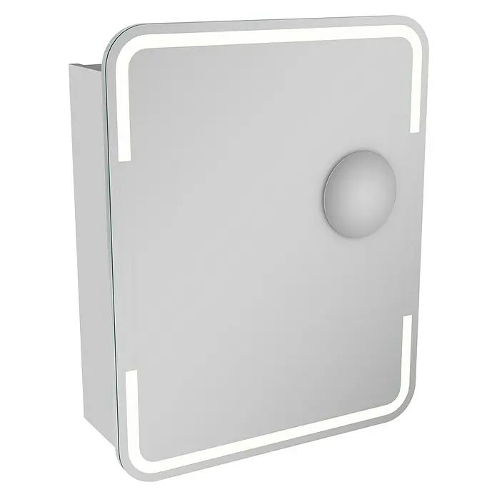 Camargue Stella LED-Spiegelschrank - B x H: 60 x 73,7 cm, Anschlag: Links, Mit abgerundeten Kanten, Spanplatte, Weiß - Linke Seitenansicht