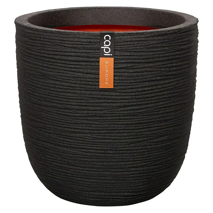 Capi Europe Nature Binnenpot, rond Rib NL - Buitenmaat (Ø x h): 35 x 34 cm, Zwart, Kunststof - Vooraanzicht