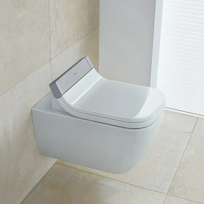 Duravit Happy D.2 Wand-WC Typ 2 - Spülrandlos, Ohne Spezialglasur, Spülform: Tief, WC Abgang: Waagerecht, Weiß - Rechte Seitenansicht