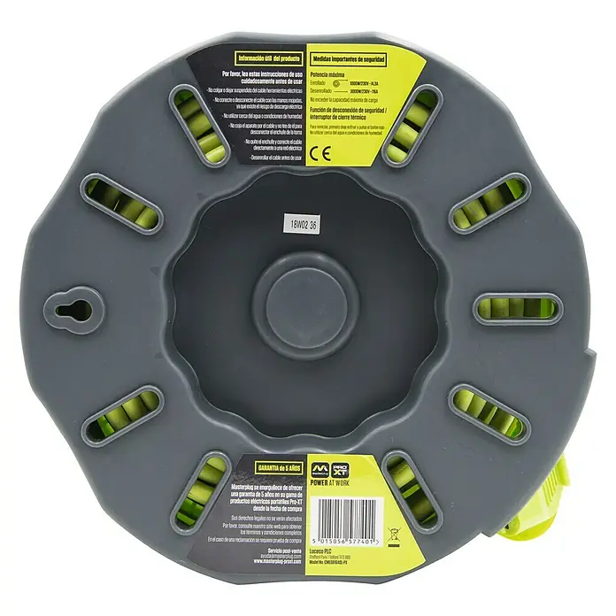 Luceco Enrollacables PRO-XT - x 4, 8 m, Para interior, H05VV-F3x1,5