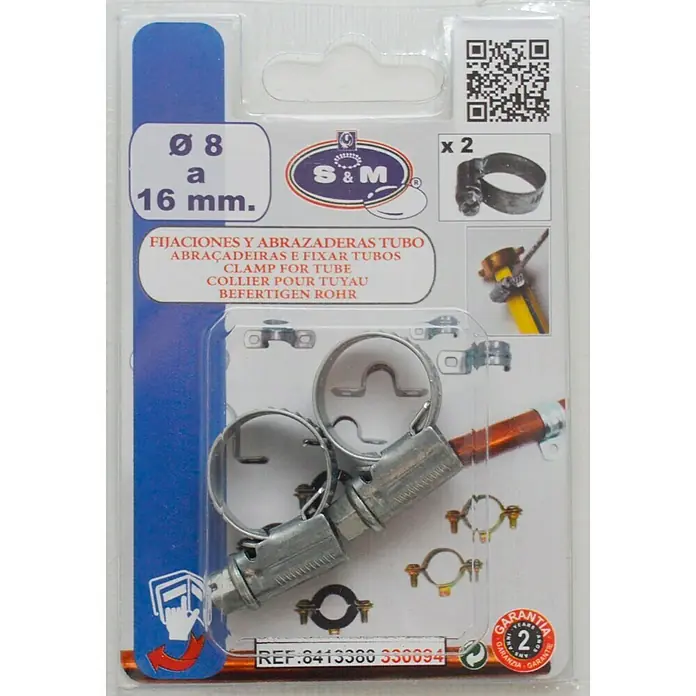 Abrazadera para manguera 9 mm - Alcance de sujeción: 8 - 16 mm, 2 uds.