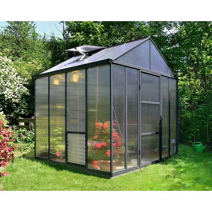 Palram – Canopia Gewächshaus Glory 8x8 - 2,45 x 2,45 x 2,69 m, Glasstärke: 10 mm, Polycarbonat - Vorderansicht