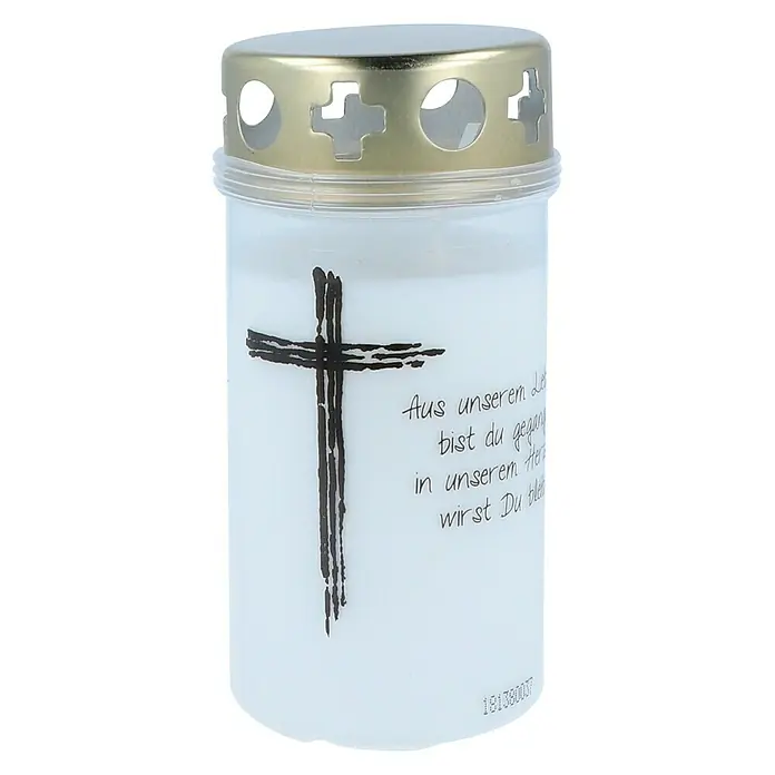 Hofer Friedlicht Grablicht - Kreuz, Ø x H: 6 x 12,5 cm, Brenndauer ca.: 50 h