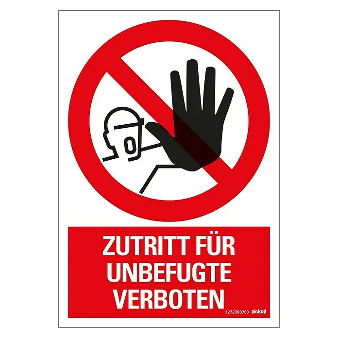Pickup Verbotsschild - Motiv: Zutritt für Unbefugte verboten, L x B: 23 x 33 cm - Draufsicht