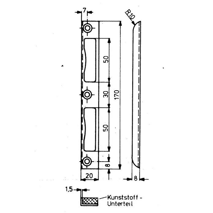 Stabilit Winkelblech - L x B x H: 170 x 20 x 8 mm, Metall - Ansicht von oben
