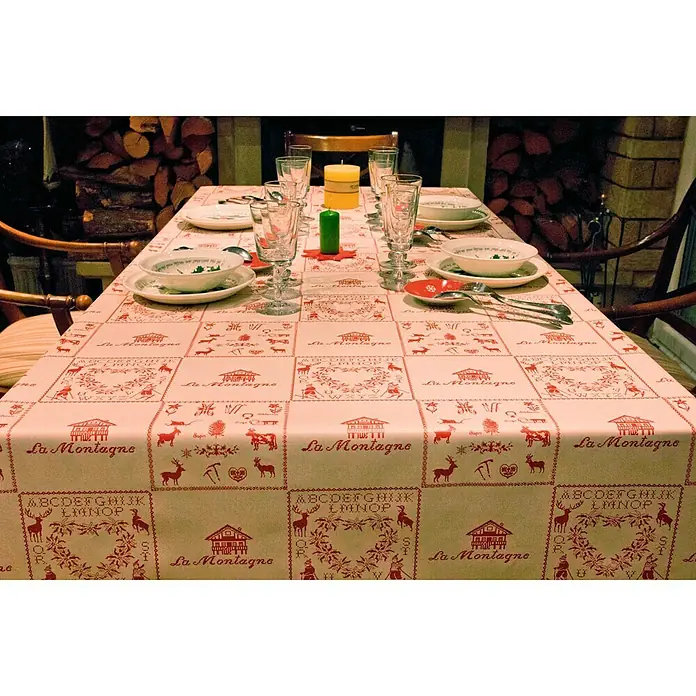 Mantel para mesa a metros Nórdico Rojo/blanco - Ancho: 140 cm
