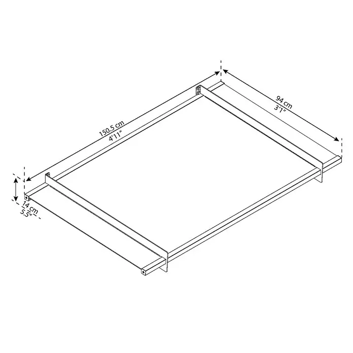 Solid Elements Vordach Louisa - 1.505 x 940 x 140 mm, Farbe Träger: Anthrazitgrau - Skizze