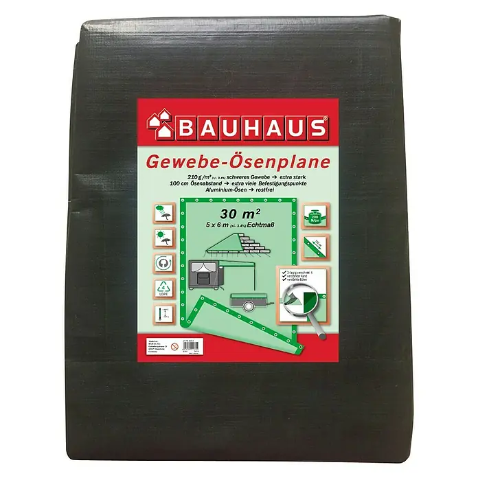 BAUHAUS Gewebe-Ösenplane - Maße: 5 x 6 m, Grammatur: 210 g/m², Kunststoff