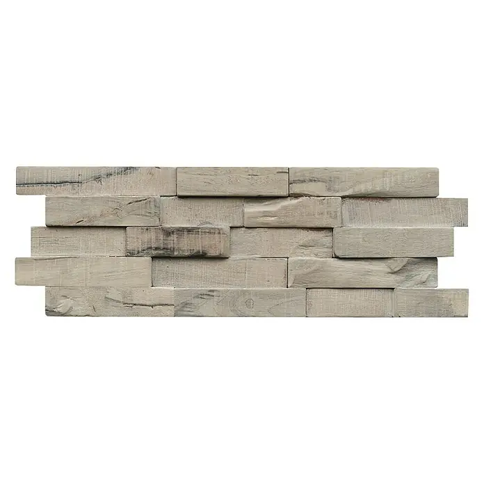 Indo Houten paneel Indo 3D Wall Slimwood Gun Smoked - Hevea, 560 x 200 x 8 mm, 9 panelen - Vooraanzicht