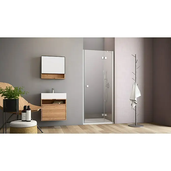 GEO Hit Nischendusche B-N300 - 100 x 200 cm, Beschichtet, DIN Anschlag: Rechts, Stärke: 6 mm, Silber - Vorderansicht