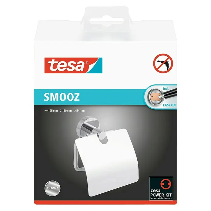 Tesa Smooz Toilettenpapierhalter - Mit Deckel, Chrom, Glänzend