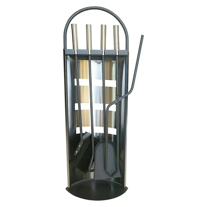 Haardstel Richmond - 4-delig, Zilver, Hoogte: 66 cm - Vooraanzicht