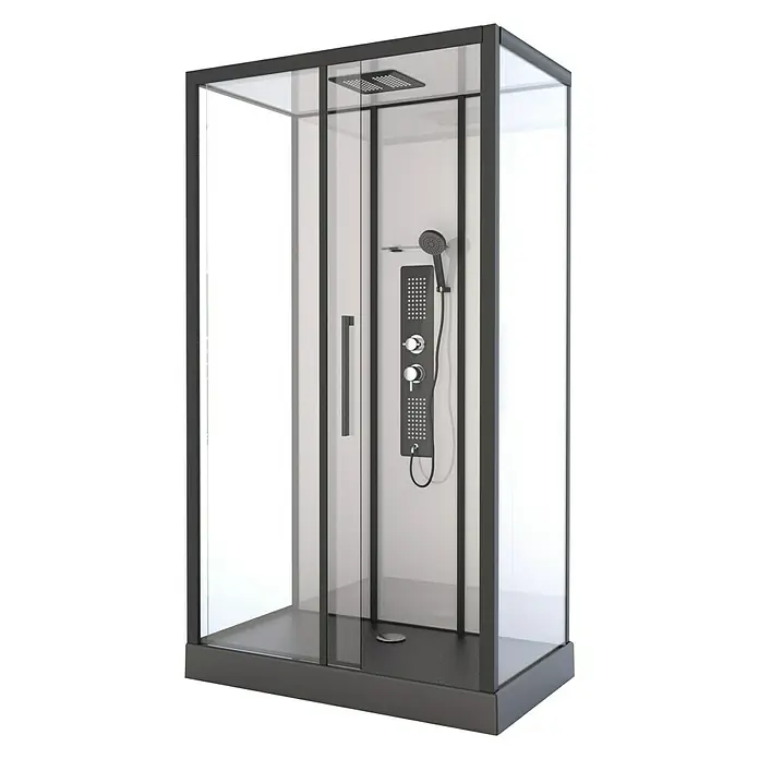 Designdusche Indus - 115 x 90 x 215 cm, Anthrazit/Silbergrau - Vorderansicht