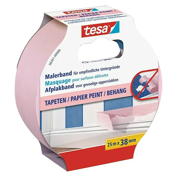 Tesa Malerband Tapeten - 25 m x 38 mm - Linke Seitenansicht