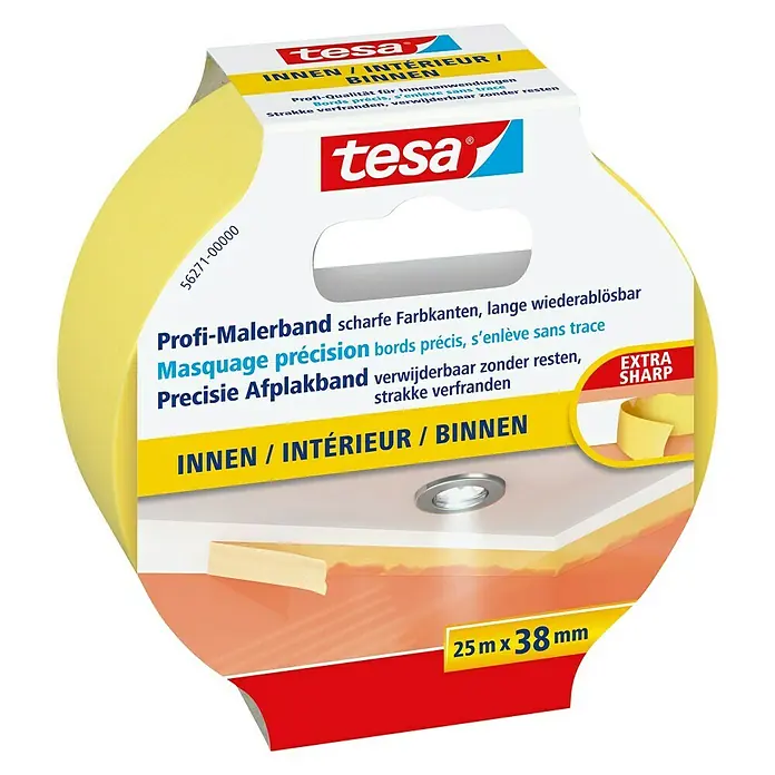Tesa Profi-Malerband Innen - 25 m x 38 mm - Linke Seitenansicht