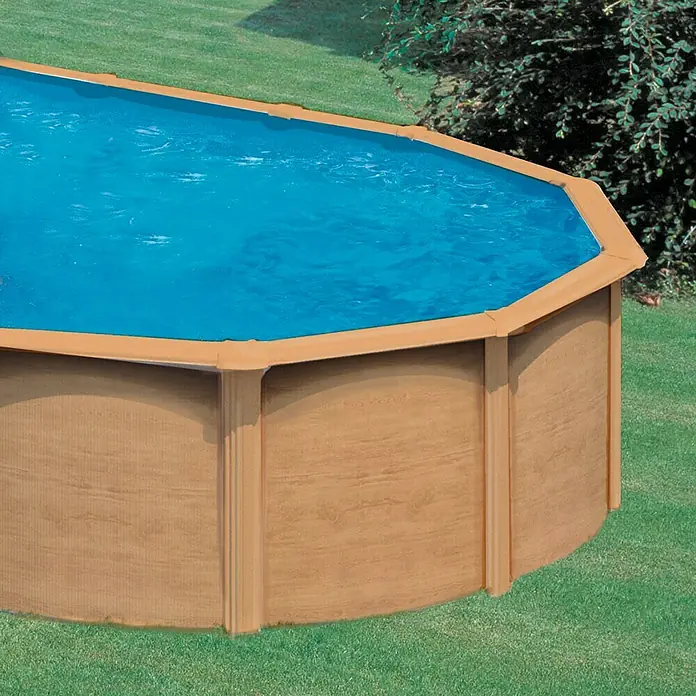 KWAD Pool-Set Steely de luxe Wood - L x B x H: 6,1 x 3,6 x 1,2 m, Fassungsvermögen: 24.100 l, Oval