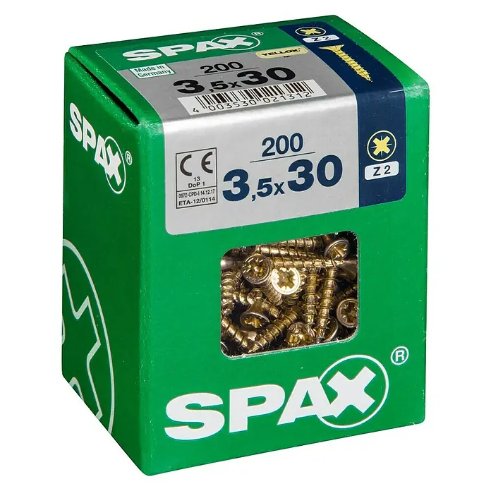 Spax Univerzalni vijak - 3,5 x 30 mm, Puni navoj, 200 kom - Pogled s lijeve strane