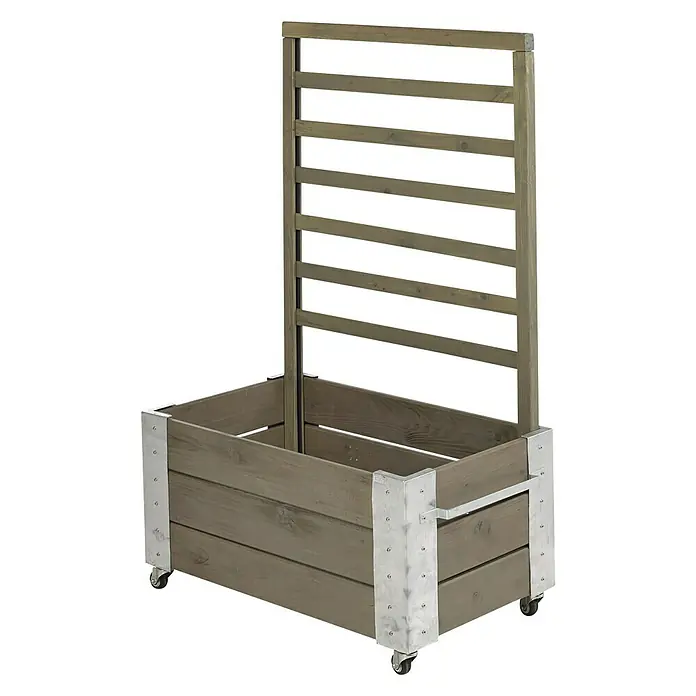 Plus Pflanzkasten Cubic - Graubraun, 87 x 50 x 130 cm, Mit Rankgitter - Linke Seitenansicht