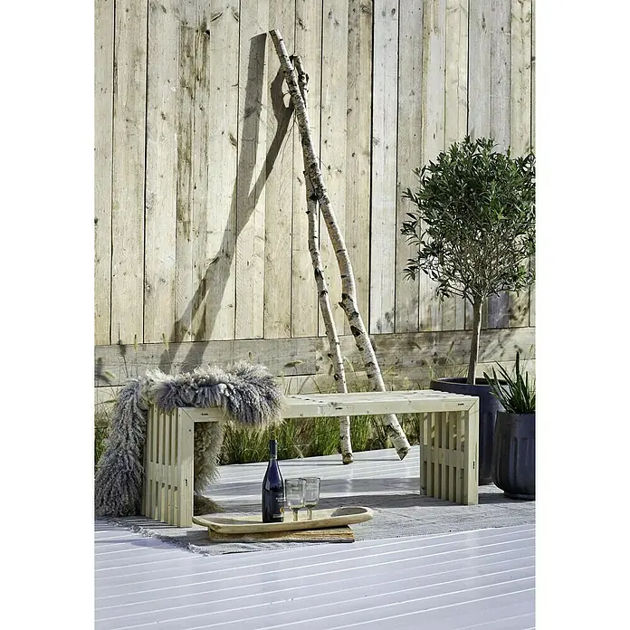 Plus Gartenbank Rustik - L x B x H: 138 x 36 x 45 cm, Treibholz, Natur - Stimmungsaufnahme