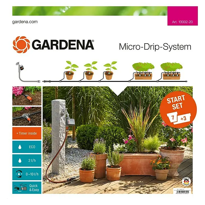 Gardena Komplet za navodnjavanje tegla za cvijeće - Prikladno za: Do 7 posuda za cvijeće i 3 korita za biljke