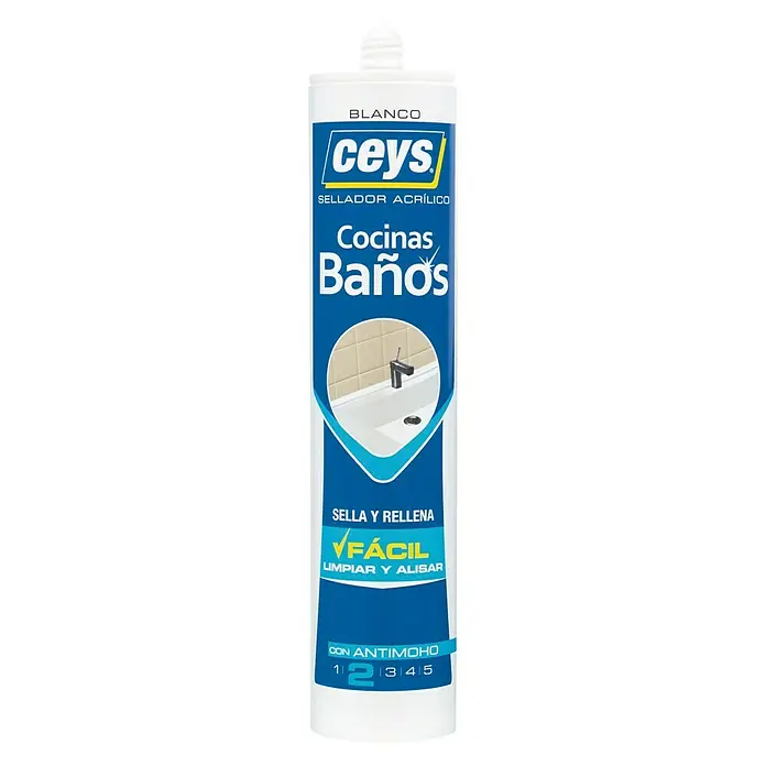 Ceys Sellador acrílico Cocinas y Baños - Translúcido, 280 ml