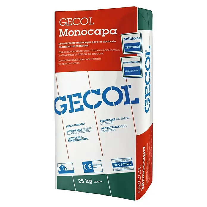 Gecol Mortero para fachada Monocapa - 25 kg, Teja