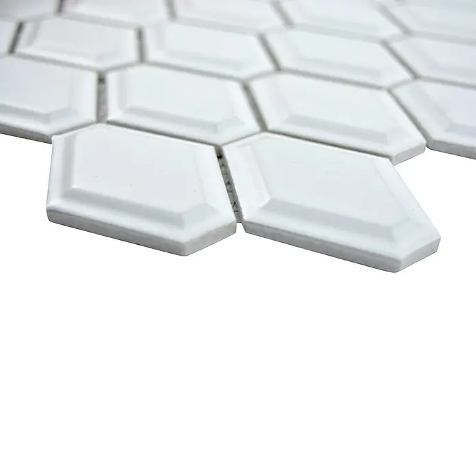 Mosaikfliese Diamant CG MD 3WM - 25,2 x 26,5 cm, Weiß, Matt - Detailaufnahme