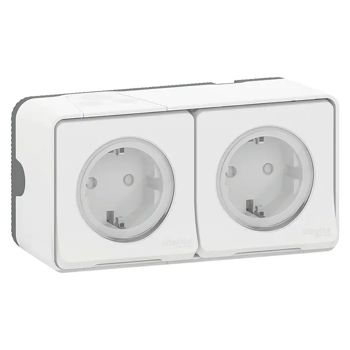 Schneider Electric Enchufe doble Mureva Styl - Blanco, 16 A, Montaje en la pared