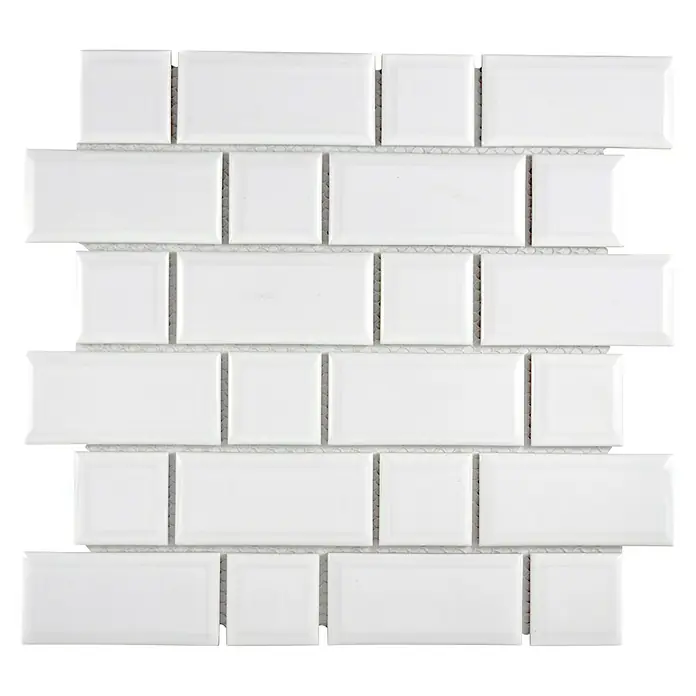Mosaikfliese Metro Uni CG M08WM - 29,4 x 29,1 cm, Weiß, Glänzend - Ansicht von oben
