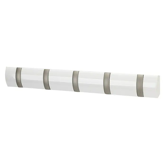 Umbra Garderobenleiste Flip - L x B x H: 51 x 2,5 x 7,6 cm, Anzahl Haken: 5 Stk., Weiß - Vorderansicht