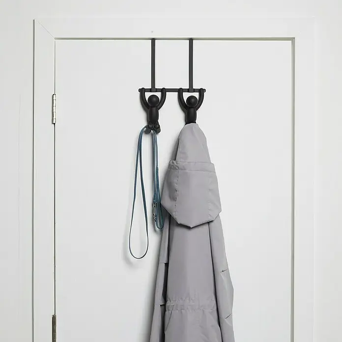 Umbra Türgarderobe Buddy - L x B x H: 22 x 6 x 32 cm, Anzahl Haken: 2 Stk., Schwarz - Stimmungsaufnahme