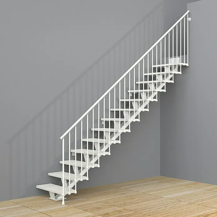 Fontanot Mittelholmtreppe Mas 030 - Breite: 75 cm, Weiß, Gerade, Farbe Stufen: Buche Gebleicht, Geschosshöhe: 186 cm - 286 cm - Stimmungsaufnahme