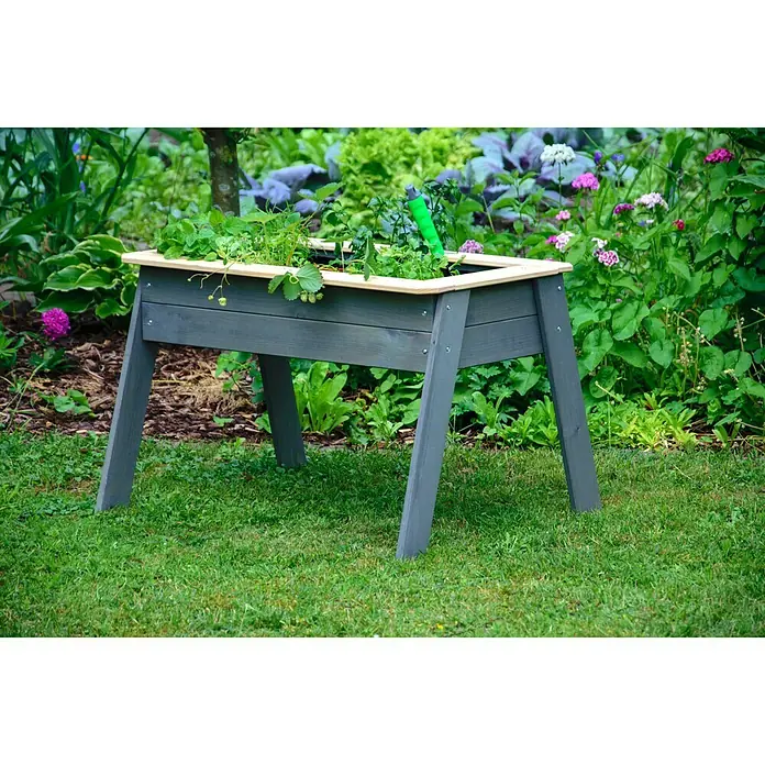 Dobar Hochbeet für Kinder - 78 x 60 x 50 cm, Holz, Grau - Stimmungsaufnahme