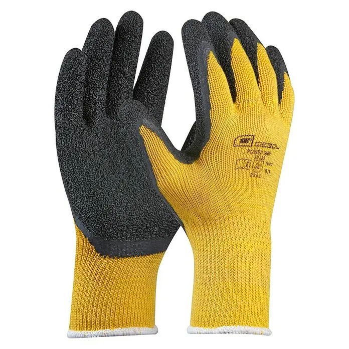 Gebol Guantes de trabajo Power Grip - Medida: 9, Amarillo, Gris