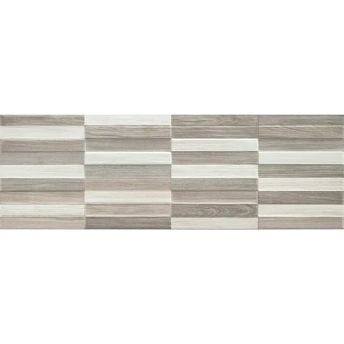 Revestimiento cerámico Jungle Wall Decor - 20 x 60 cm, Marrón/Gris/Blanco, Mate, Estilo madera