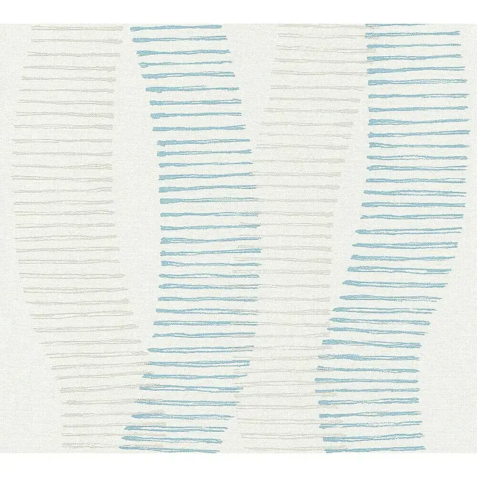 AS Creation Linen Style Vliestapete Welle - Weiß/Blau, Wellen, 10,05 x 0,53 m - Detailaufnahme