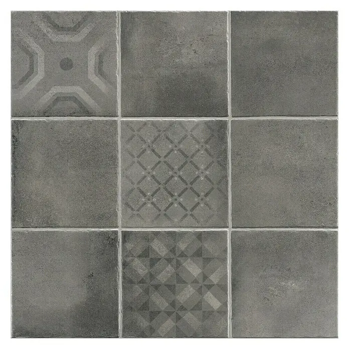 Pavimento porcelánico Fattoamano Maiolica - 60 x 60 cm, Negro, Efecto cemento