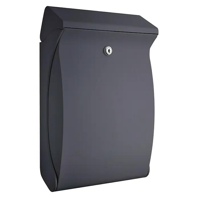 Burg-Wächter Brievenbus Swing - l x b x h: 271 x 129 x 419 mm, Kunststof, Antraciet, Formaat inworp: DIN C4 hoog - Vooraanzicht