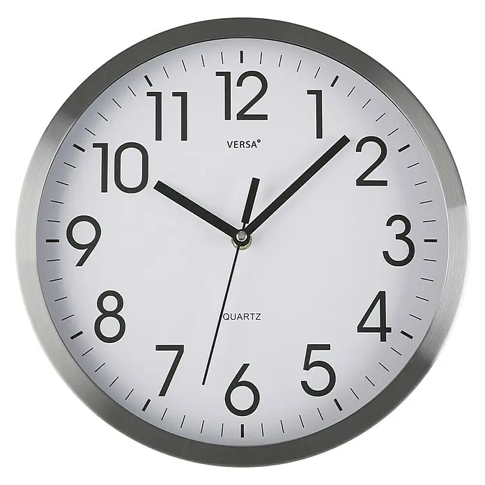 Reloj de pared redondo Murale - Plateado, Diámetro: 30,5 cm
