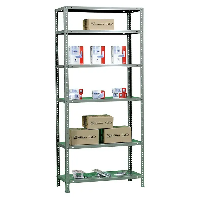 Simonrack Simonclassic Estantería metálica Advantage - L x An x Al: 30 x 90 x 200 cm, Capacidad de carga: 75 kg/balda, Número de baldas: 6 ud., Atornillado, Gris