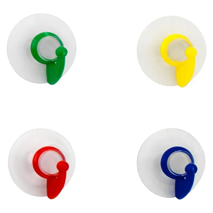 Inofix Colgador con ventosa 1207 - Rojo/Azul/Amarillo/Verde, 4 ud.