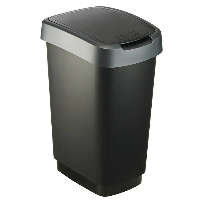 Rotho Cubo de la basura - 25 l, Antracita/Plateado, Cuadrado, Polipropileno - Vista de perfil derecho