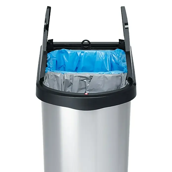 Rotho Kanta za otpad s nožnim mehanizmom Duo Paso - 2 x 25 l, Metalik srebrne boje, Crne boje, Ovalno, Polipropilen - Proizvod u upotrebi