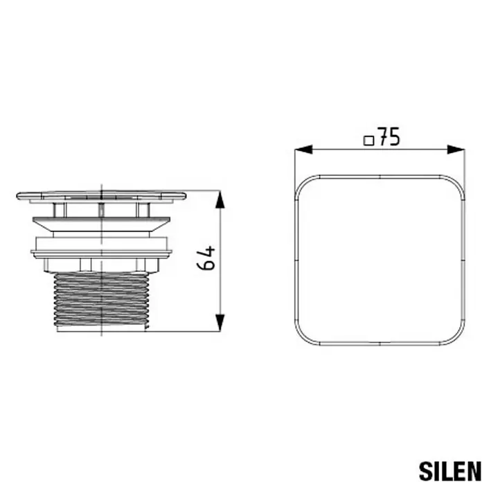 Kaldewei Ablaufventil 3905 - 1¼″, Permanent geöffnet, Alpinweiß - Skizze