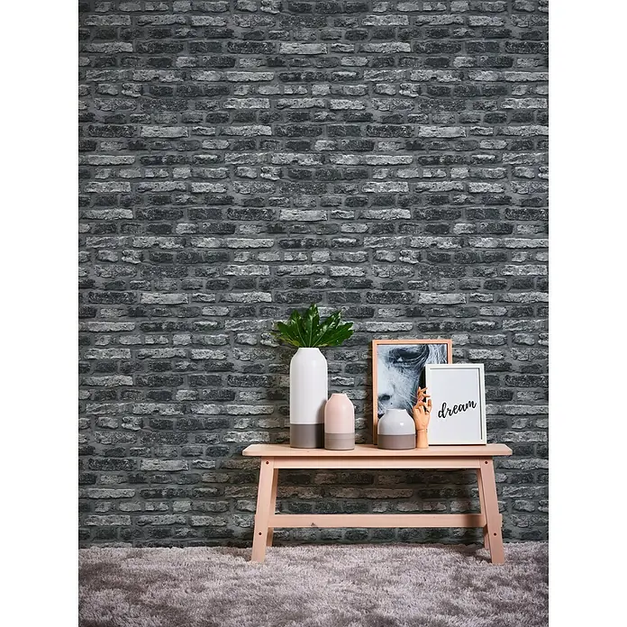 AS Creation Il Decoro Vliestapete Steine - Schwarz/Weiß, Steinoptik, 10,05 x 0,53 m - Stimmungsaufnahme