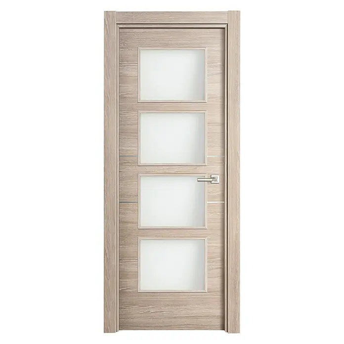 Puerta acristalada Roble Gris vidriera 200AL - 62,5 x 203 cm, Izquierda, Roble Gris, Macizo, Vidriera