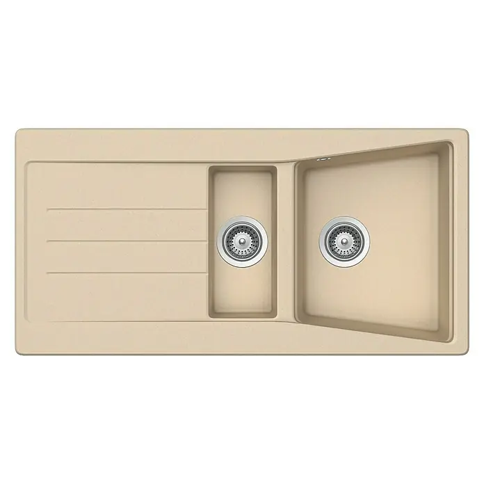 Respekta by Schock Einbauspüle Seattle - 100 x 50 cm, 1½ Becken, Cristalite®, Beige - Ansicht von oben