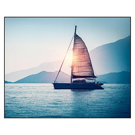 Cuadro de vidrio Sailboat at sunset