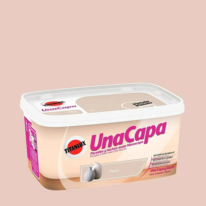 Titanlux Una Capa Pintura para paredes - Piedra, 4 l, Mate